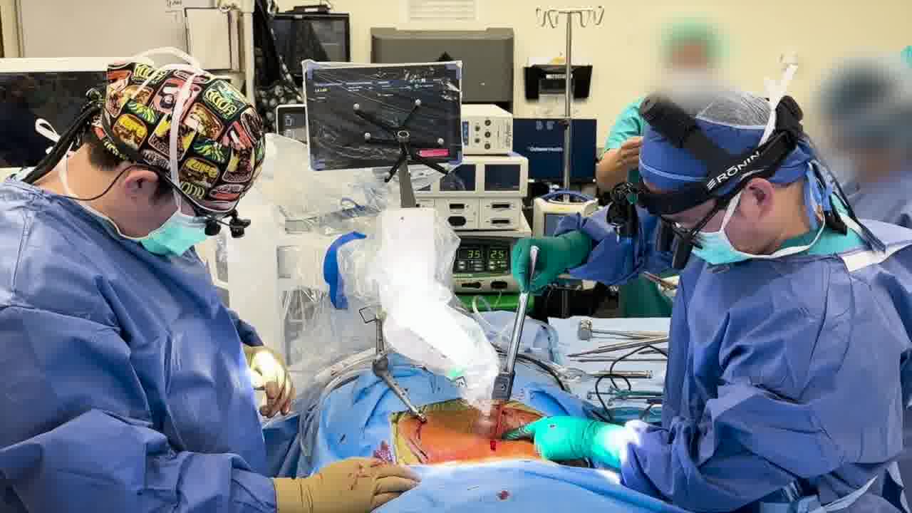 Single-position prone lateral transpsoas interbody fusion